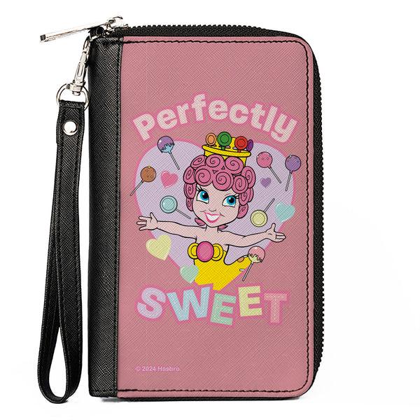 Buckle-Down PU Zip Around Wallet Rectangle - Candy Land PERFECTLY SWEET Princess Lolly Heart Pose Pinks