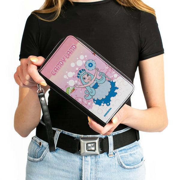Buckle-Down PU Zip Around Wallet Rectangle - CANDY LAND Queen Frostine Ice Cream Sea Pose Pinks