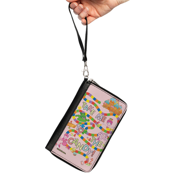 Buckle-Down PU Zip Around Wallet Rectangle - Candy Land TAKE ME TO THE CANDY Character Collage Pink/Multi Color
