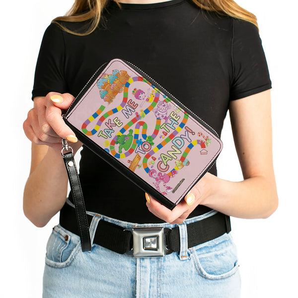 Buckle-Down PU Zip Around Wallet Rectangle - Candy Land TAKE ME TO THE CANDY Character Collage Pink/Multi Color
