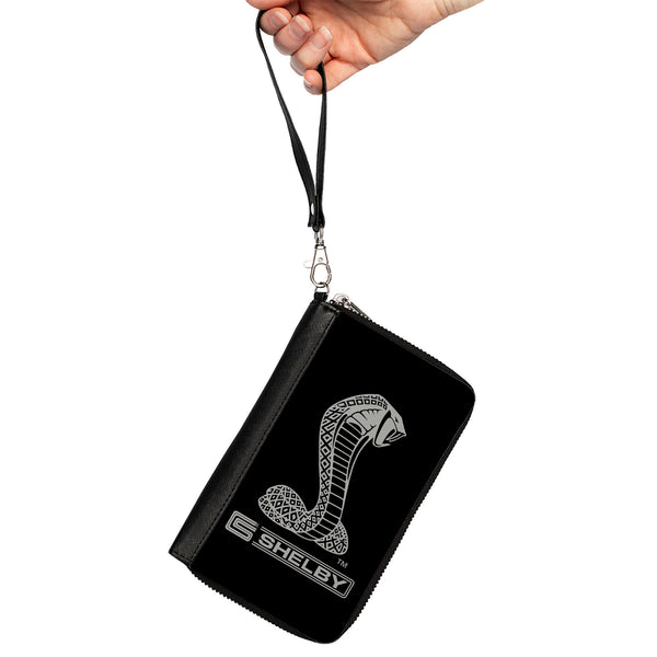 Buckle-Down PU Zip Around Wallet Rectangle - Carroll Shelby Super Snake CS SHELBY Racing Logo Black/White