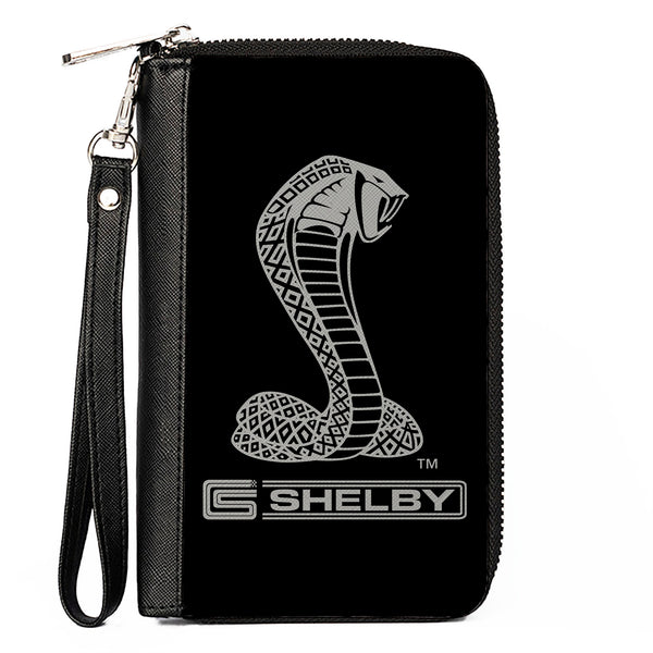 Buckle-Down PU Zip Around Wallet Rectangle - Carroll Shelby Super Snake CS SHELBY Racing Logo Black/White