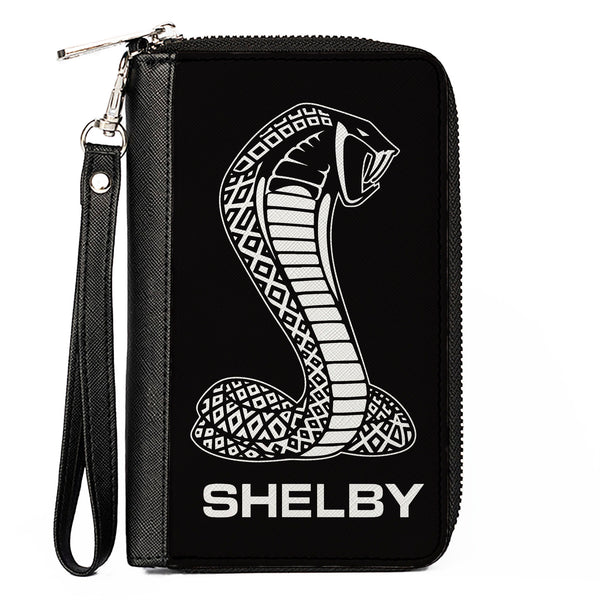 Buckle-Down PU Zip Around Wallet Rectangle - Carroll Shelby Super Snake SHELBY Tiffany Logo Black/White