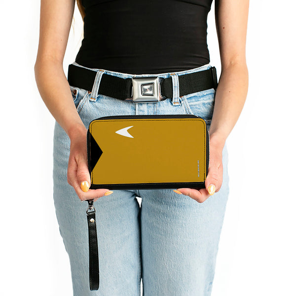 Buckle-Down PU Zip Around Wallet Rectangle - Classic Star Trek Captain Kirk Character Body Close-Up Yellow