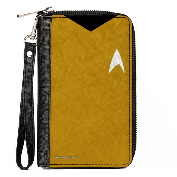 Buckle-Down PU Zip Around Wallet Rectangle - Classic Star Trek Captain Kirk Character Body Close-Up Yellow