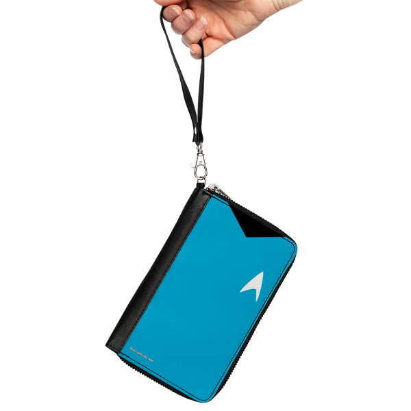 Buckle-Down PU Zip Around Wallet Rectangle - Classic Star Trek Spock Character Body Close-Up Blue