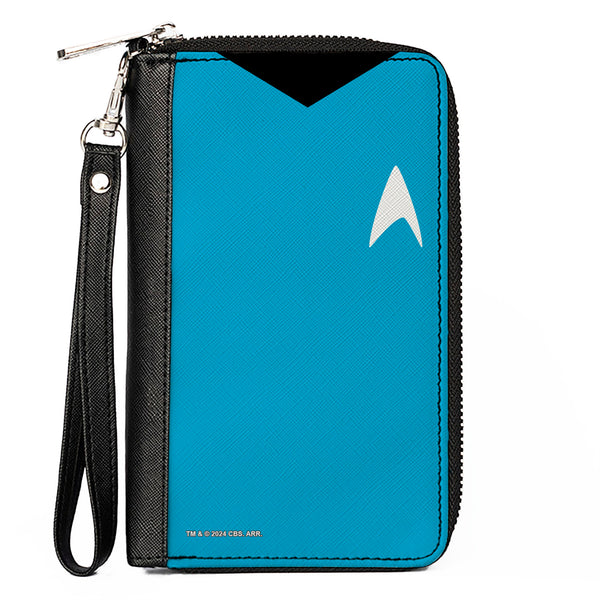Buckle-Down PU Zip Around Wallet Rectangle - Classic Star Trek Spock Character Body Close-Up Blue