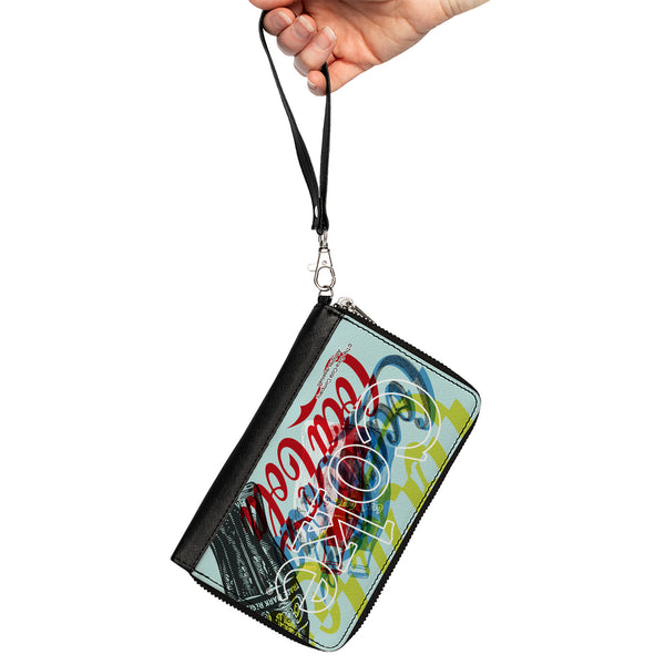 Buckle-Down PU Zip Around Wallet Rectangle - COCA-COLA COKE Logos And Bottle Pop Art White/Multi Color