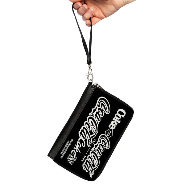 Buckle-Down PU Zip Around Wallet Rectangle - COCA-COLA COKE Typography IT'S THE REAL THING Black/White
