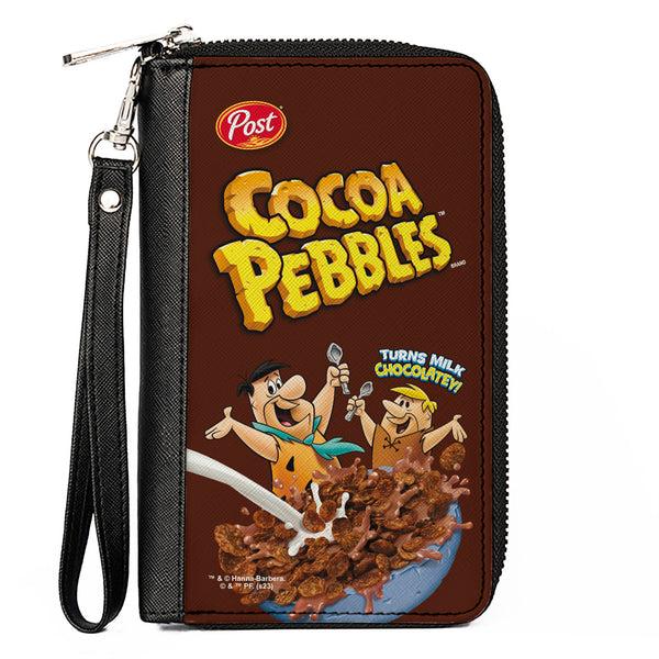 Buckle-Down PU Zip Around Wallet Rectangle - COCOA PEBBLES Fred Flintstone and Barney Rubble Cereal Box Replica Brown
