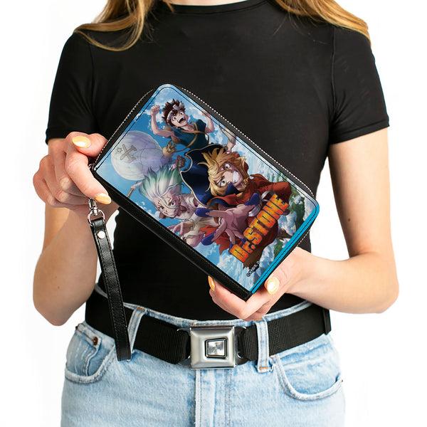Buckle-Down PU Zip Around Wallet Rectangle - DR. STONE Three Character Group Pose And Title Logo