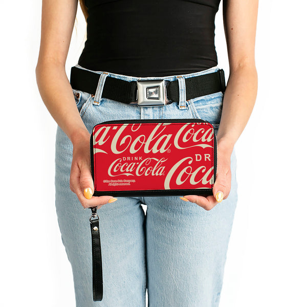 Buckle-Down PU Zip Around Wallet Rectangle - DRINK COCA-COLA Close-Up Red/White