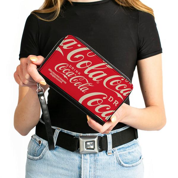 Buckle-Down PU Zip Around Wallet Rectangle - DRINK COCA-COLA Close-Up Red/White