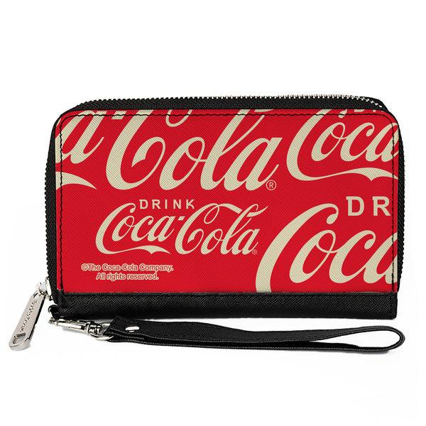 Buckle-Down PU Zip Around Wallet Rectangle - DRINK COCA-COLA Close-Up Red/White