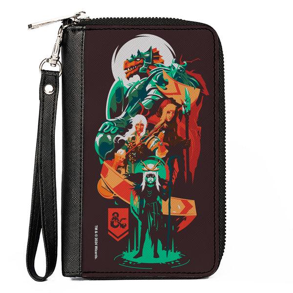 Buckle-Down PU Zip Around Wallet Rectangle - Dungeons and Dragons Character Collage Brown/Multi Color