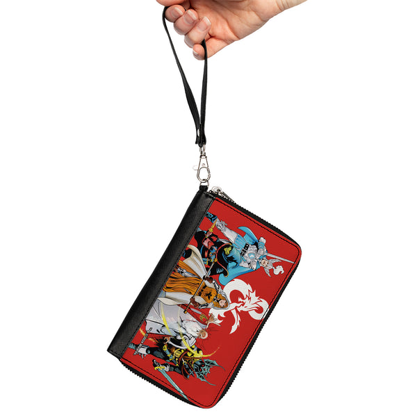 Buckle-Down PU Zip Around Wallet Rectangle - Dungeons & Dragons Five Action Figure Group Pose Red