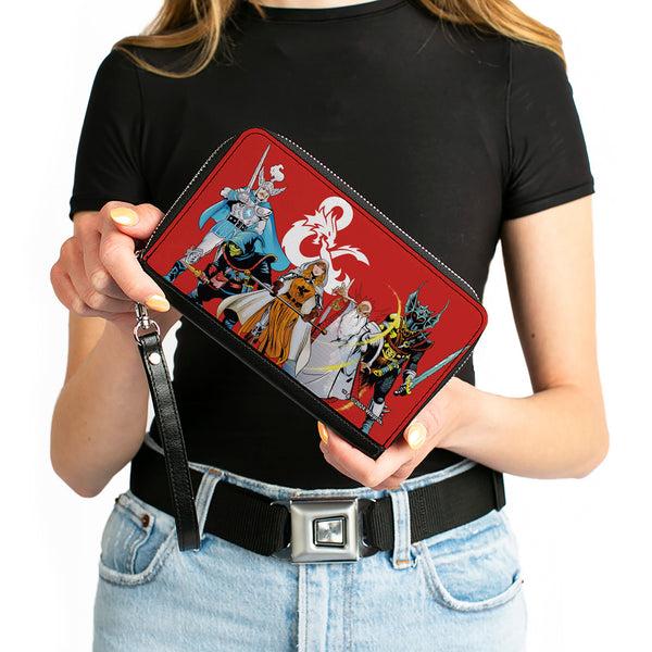 Buckle-Down PU Zip Around Wallet Rectangle - Dungeons & Dragons Five Action Figure Group Pose Red