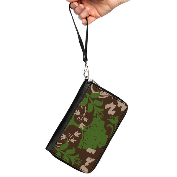 Buckle-Down PU Zip Around Wallet Rectangle - Earthy Brown/Green