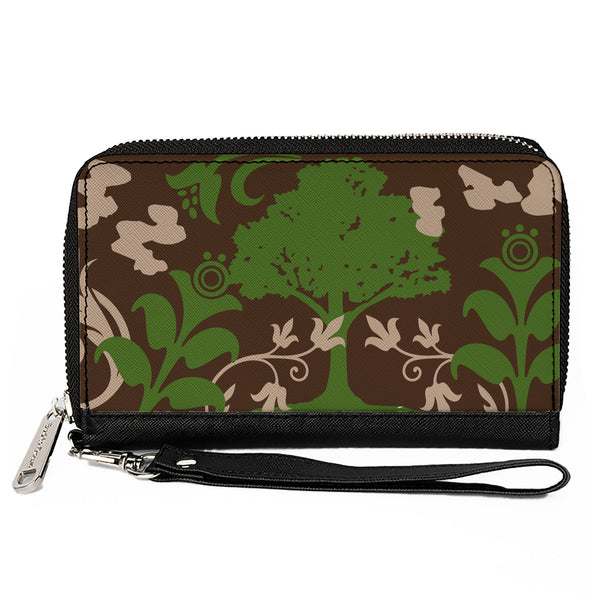 Buckle-Down PU Zip Around Wallet Rectangle - Earthy Brown/Green
