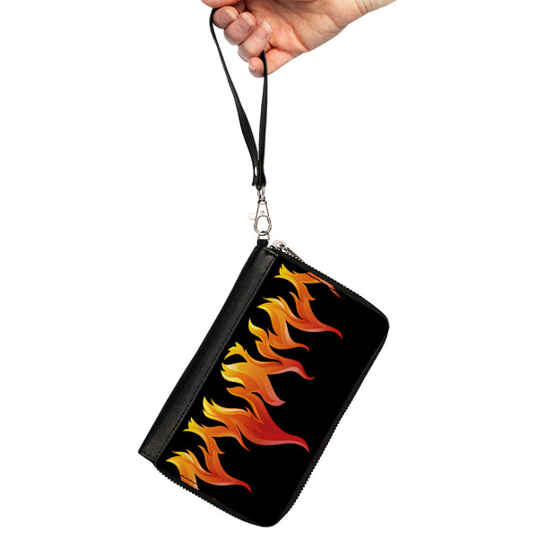 Buckle-Down PU Zip Around Wallet Rectangle - Flames Black/Reds/Orange/Yellows