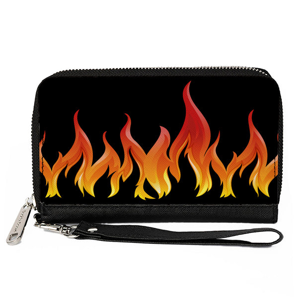 Buckle-Down PU Zip Around Wallet Rectangle - Flames Black/Reds/Orange/Yellows