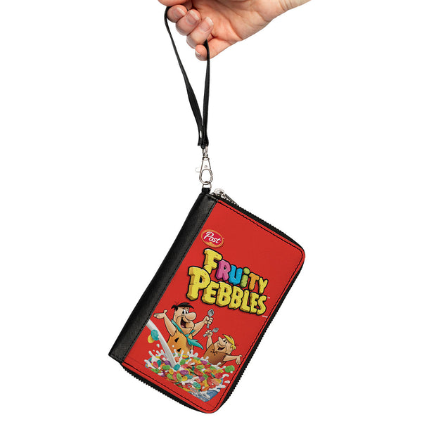 Buckle-Down PU Zip Around Wallet Rectangle - FRUITY PEBBLES Fred Flintstone And Barney Rubble Cereal Box Replica Bright Red