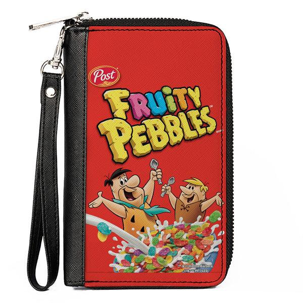 Buckle-Down PU Zip Around Wallet Rectangle - FRUITY PEBBLES Fred Flintstone and Barney Rubble Cereal Box Replica Bright Red