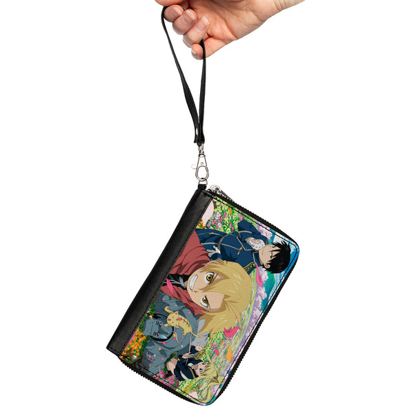 Buckle-Down PU Zip Around Wallet Rectangle - Fullmetal Alchemist Brotherhood Four Character And Cat Group Scene