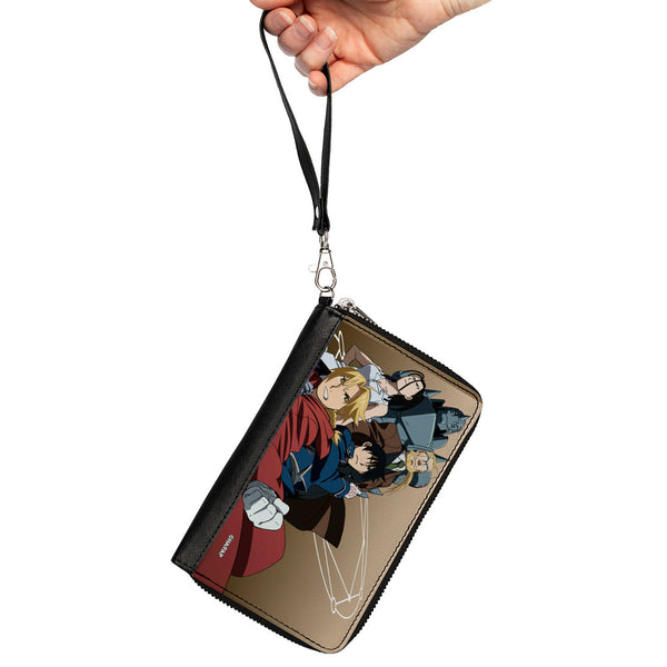 Buckle-Down PU Zip Around Wallet Rectangle - Fullmetal Alchemist Brotherhood Five Character Pose Tan