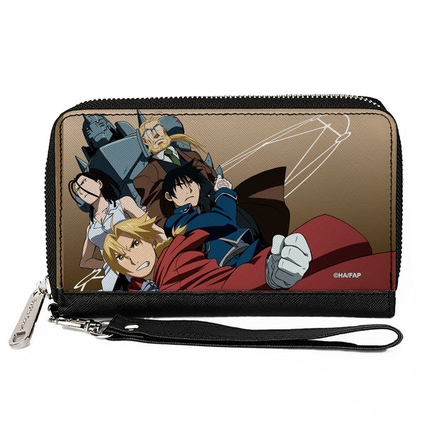 Buckle-Down PU Zip Around Wallet Rectangle - Fullmetal Alchemist Brotherhood Five Character Pose Tan
