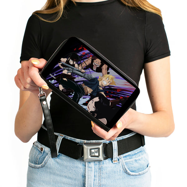 Buckle-Down PU Zip Around Wallet Rectangle - Fullmetal Alchemist Brotherhood Edward And Three Homunculi Group Scene