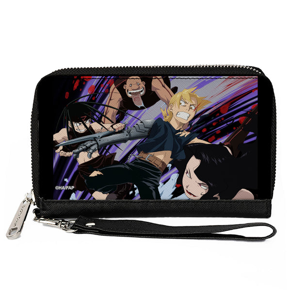 Buckle-Down PU Zip Around Wallet Rectangle - Fullmetal Alchemist Brotherhood Edward and Three Homunculi Group Scene