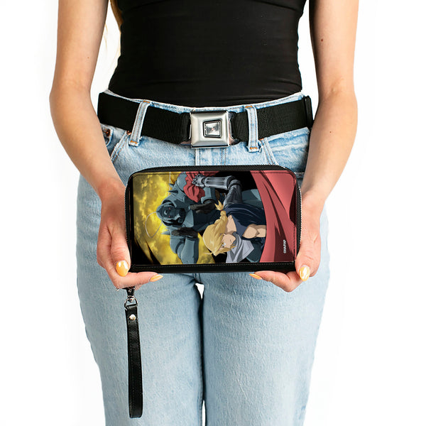 Buckle-Down PU Zip Around Wallet Rectangle - Fullmetal Alchemist Brotherhood Elric Brothers Yellow Sky Pose