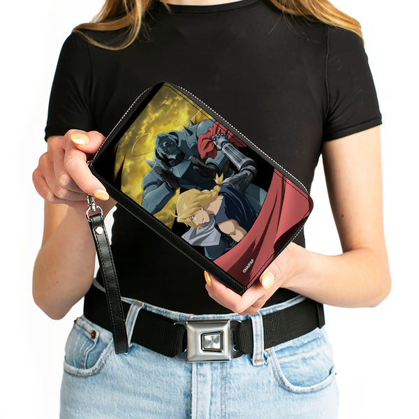 Buckle-Down PU Zip Around Wallet Rectangle - Fullmetal Alchemist Brotherhood Elric Brothers Yellow Sky Pose
