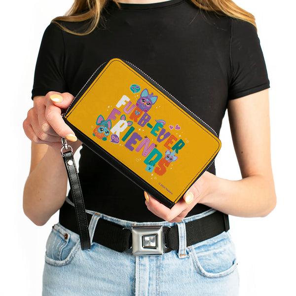 Buckle-Down PU Zip Around Wallet Rectangle - Furby FURB-EVER FRIENDS Group Pose Orange/Multi Color