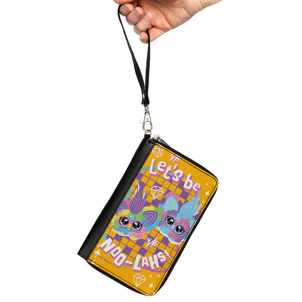 Buckle-Down PU Zip Around Wallet Rectangle - Furby Furblets Ray-Vee And Luv-Lee LET'S BE NOO-LAHS Pose Orange/Purple