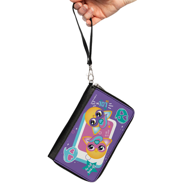 Buckle-Down PU Zip Around Wallet Rectangle - Furby Furbmoji BFFs Pose And Quotes Purple/Multi Color