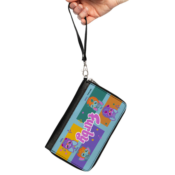 Buckle-Down PU Zip Around Wallet Rectangle - FURBY Purple And Orange Mood Blocks And Title Logo Blue/Multi Color