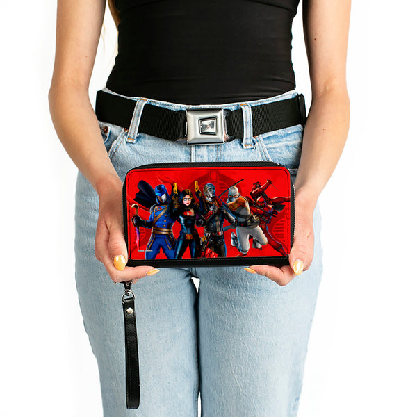 Buckle-Down PU Zip Around Wallet Rectangle - GI Joe COBRA Agents Group Pose And Logo Reds