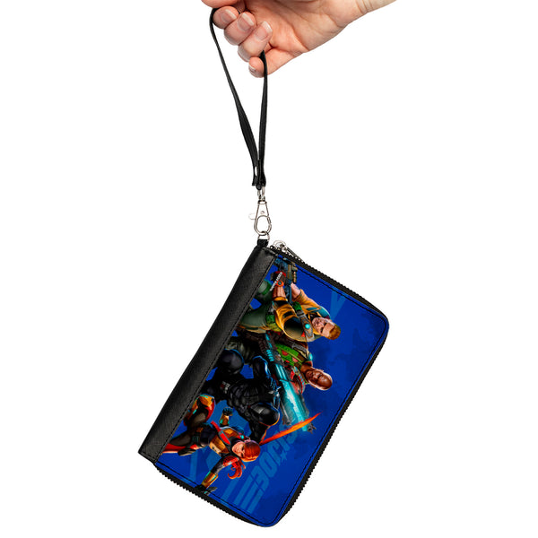 Buckle-Down PU Zip Around Wallet Rectangle - GI Joe Unit Agents Group Pose And Logo Blues