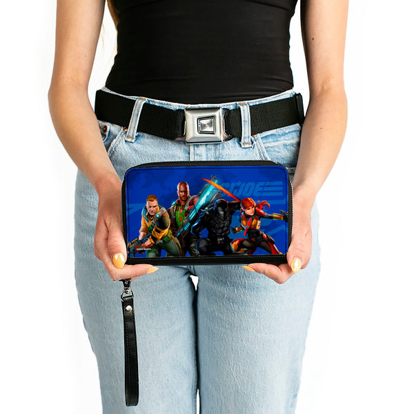 Buckle-Down PU Zip Around Wallet Rectangle - GI Joe Unit Agents Group Pose And Logo Blues
