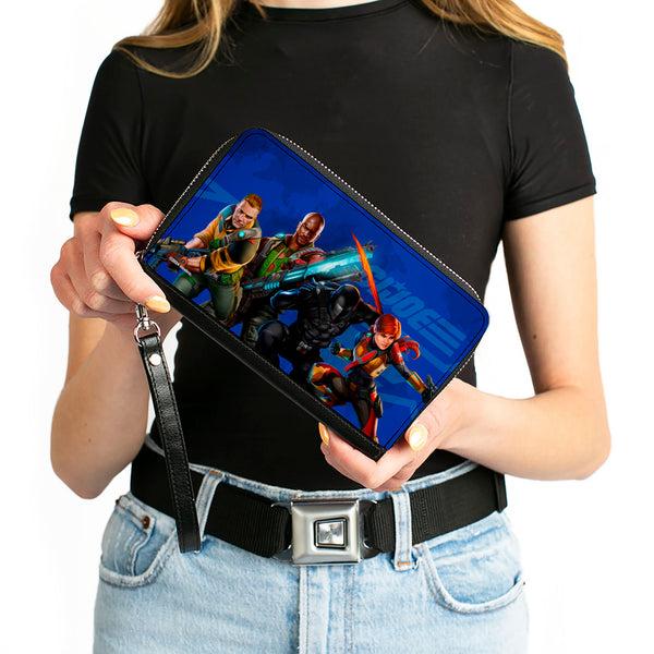 Buckle-Down PU Zip Around Wallet Rectangle - GI Joe Unit Agents Group Pose And Logo Blues