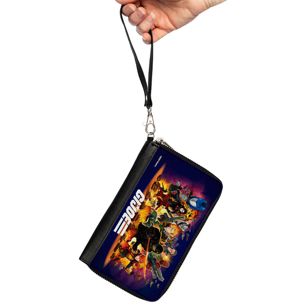 Buckle-Down PU Zip Around Wallet Rectangle - GI Joe Universe Agents Explosion Group Pose And Logo Blue