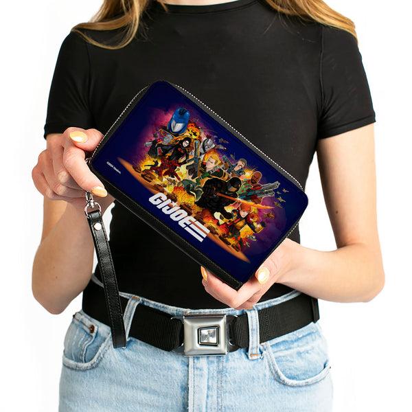 Buckle-Down PU Zip Around Wallet Rectangle - GI Joe Universe Agents Explosion Group Pose And Logo Blue