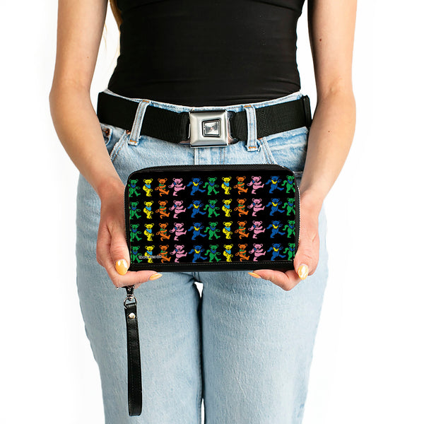 Buckle-Down PU Zip Around Wallet Rectangle - Grateful Dead Dancing Bears Black/Multi Color