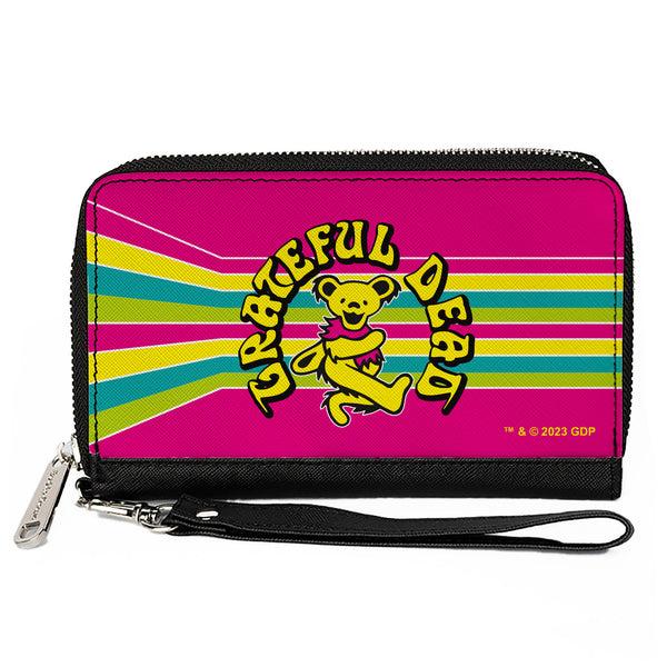 Buckle-Down PU Zip Around Wallet Rectangle - GRATEFUL DEAD Dancing Bear Icon Stripe Pink/Multi Color/Black