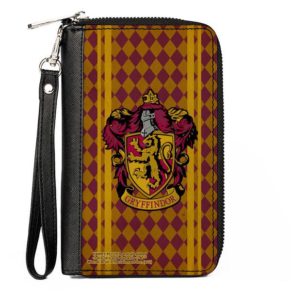 Buckle-Down PU Zip Around Wallet Rectangle - GRYFFINDOR Crest Stripes/Diamonds Red/Golds