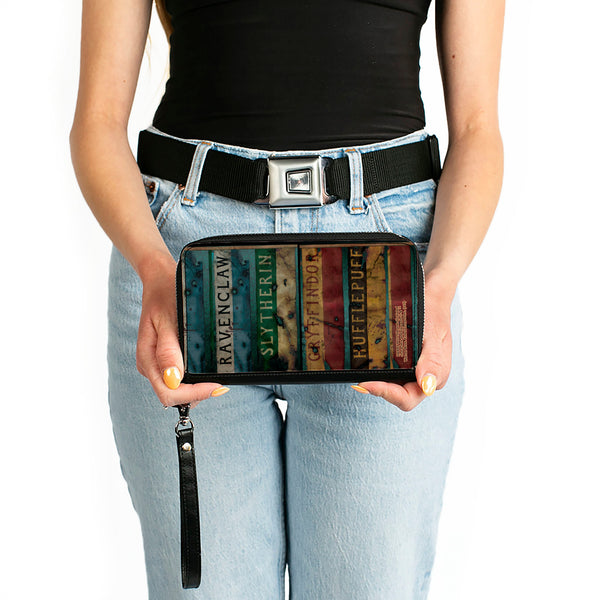 Buckle-Down PU Zip Around Wallet Rectangle - GRYFFINDOR & HUFFLEPUFF Burnt Banners