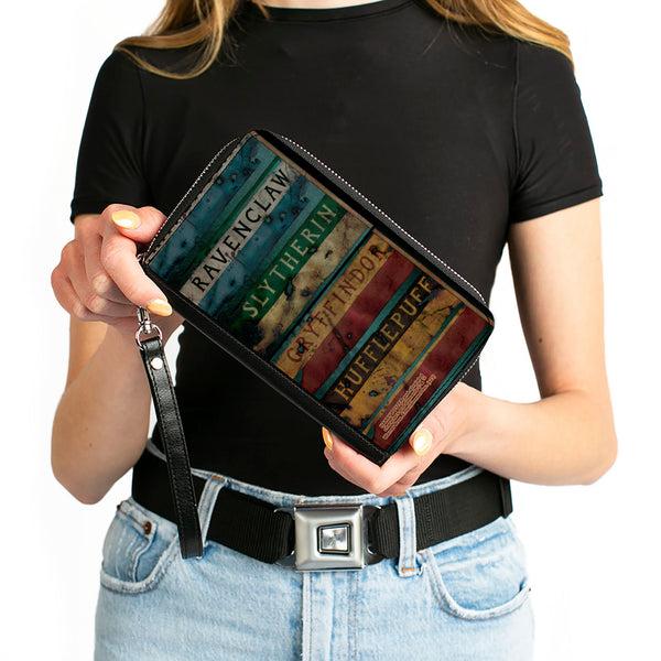 Buckle-Down PU Zip Around Wallet Rectangle - GRYFFINDOR & HUFFLEPUFF Burnt Banners