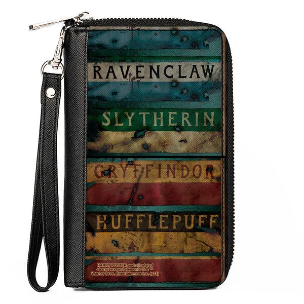 Buckle-Down PU Zip Around Wallet Rectangle - GRYFFINDOR & HUFFLEPUFF Burnt Banners